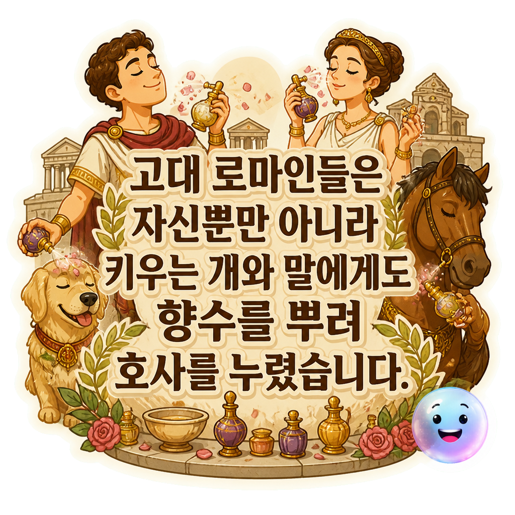 고대 로마인들은 자신뿐만 아니라 키우는 개와 말에게도 향수를 뿌려 호사를 누렸습니다.
