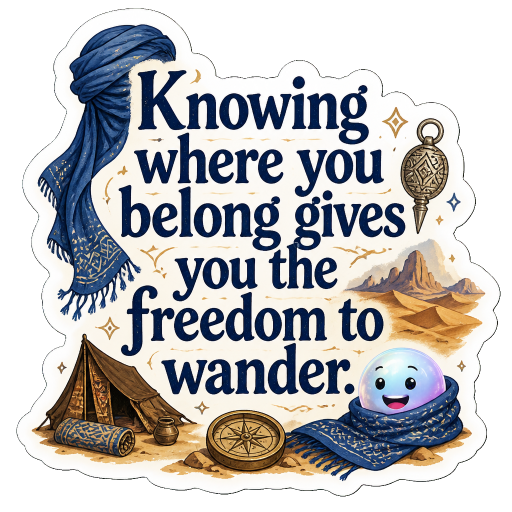 Knowing where you belong gives you the freedom to wander.
