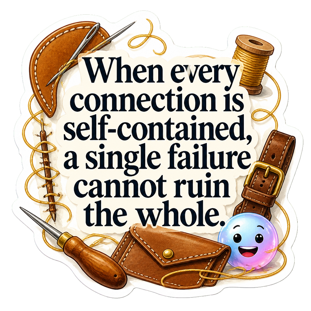 When every connection is self-contained, a single failure cannot ruin the whole.