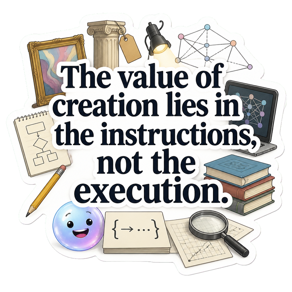 The value of creation lies in the instructions, not the execution.