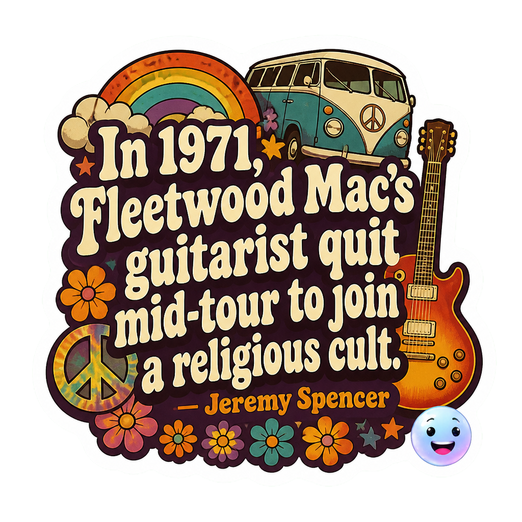 In 1971, Fleetwood Mac's guitarist quit mid-tour to join a religious cult.