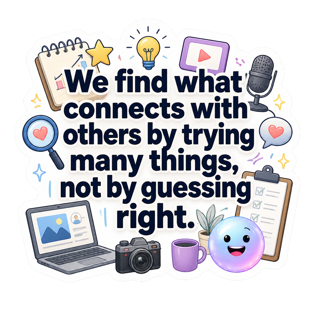 We find what connects with others by trying many things, not by guessing right.