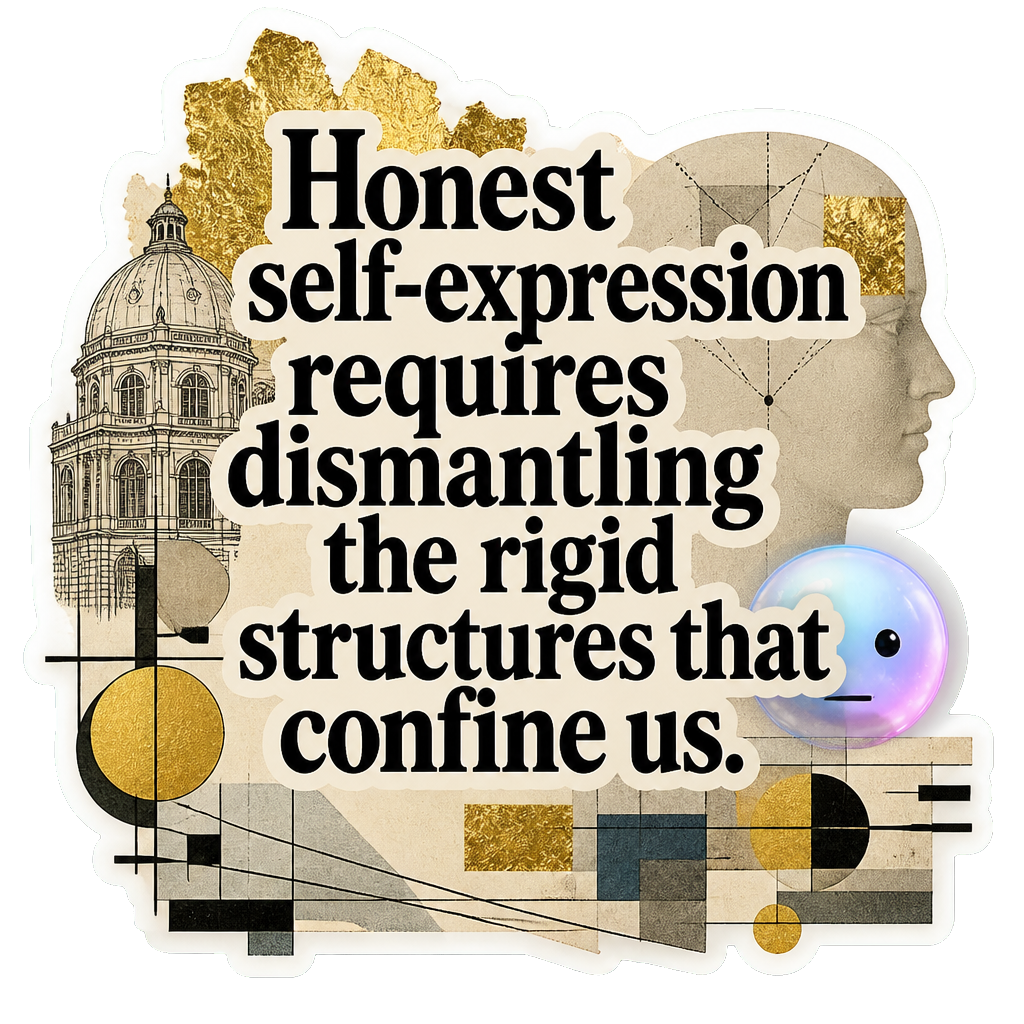 Honest self-expression requires dismantling the rigid structures that confine us.