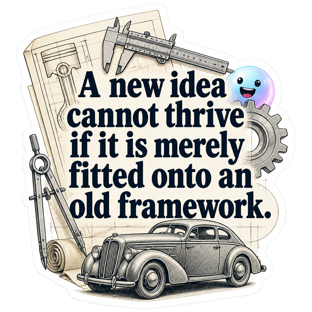 A new idea cannot thrive if it is merely fitted onto an old framework.