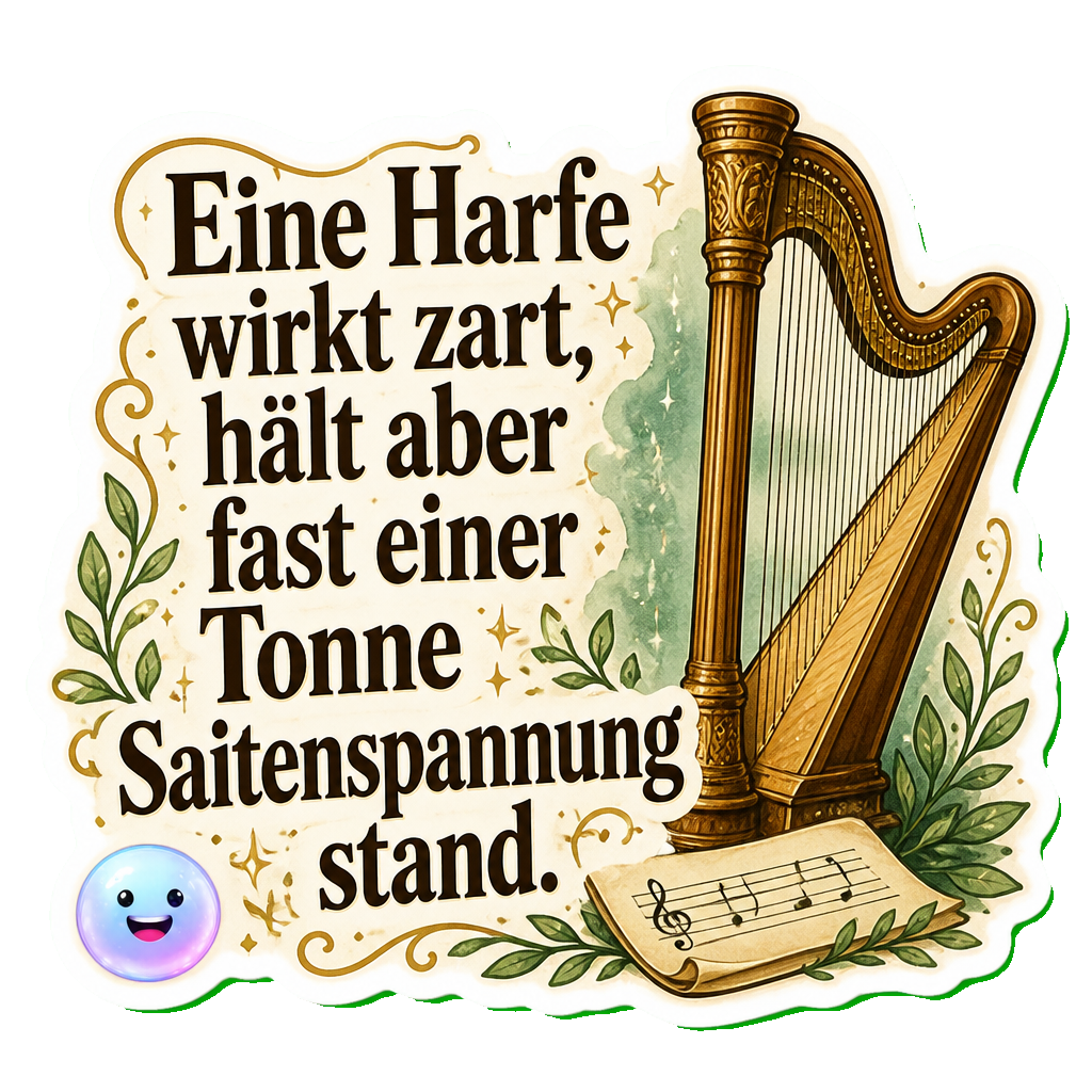 Eine Harfe wirkt zart, hält aber fast einer Tonne Saitenspannung stand.