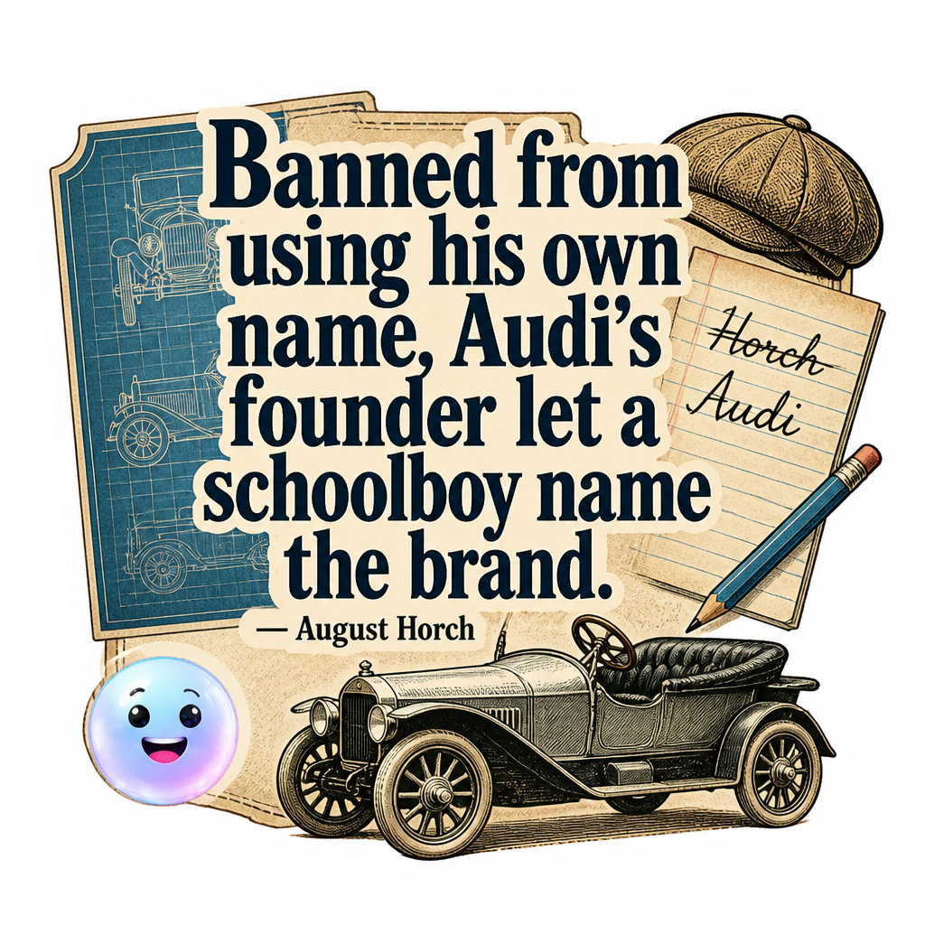 Banned from using his own name, Audi's founder let a schoolboy name the brand.