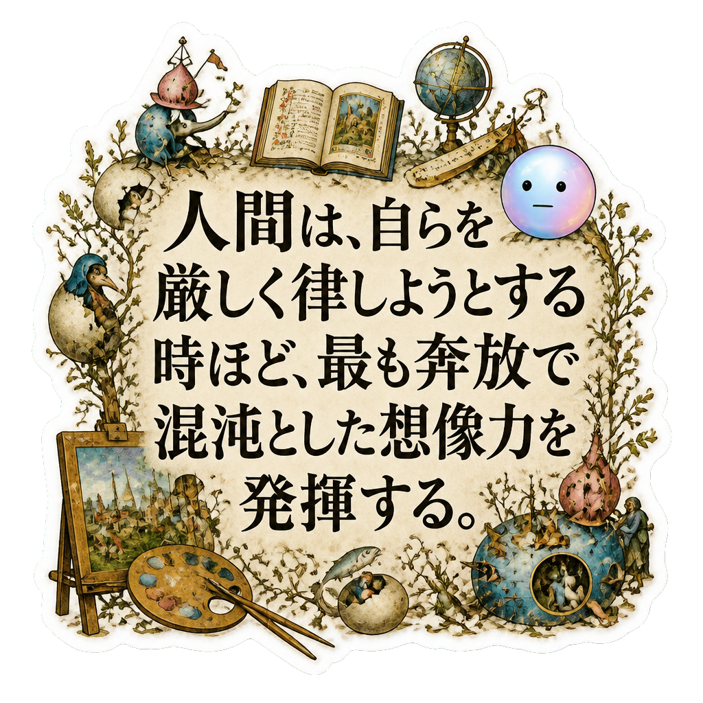 人間は、自らを厳しく律しようとする時ほど、最も奔放で混沌とした想像力を発揮する。