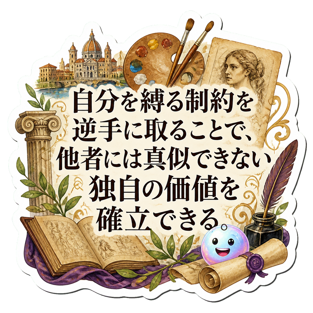 自分を縛る制約を逆手に取ることで、他者には真似できない独自の価値を確立できる。