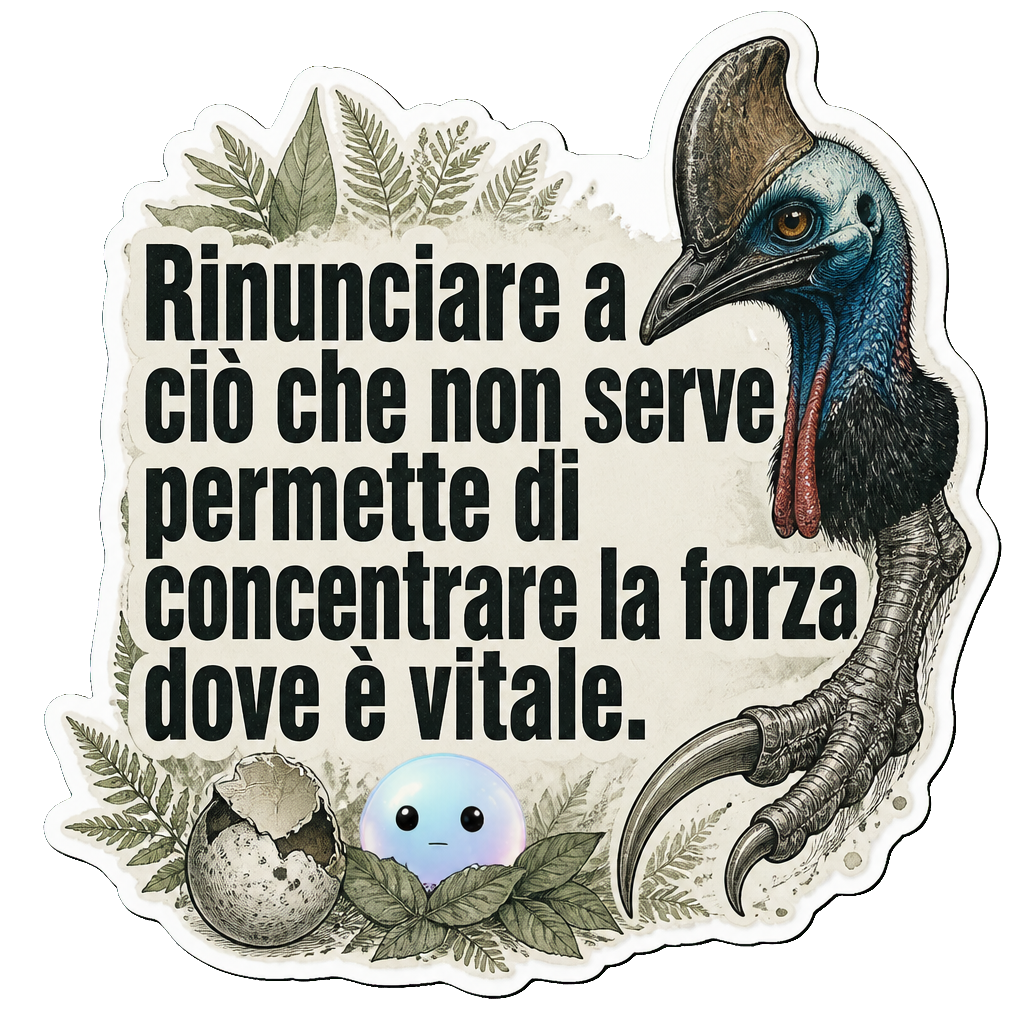 Rinunciare a ciò che non serve permette di concentrare la forza dove è vitale.