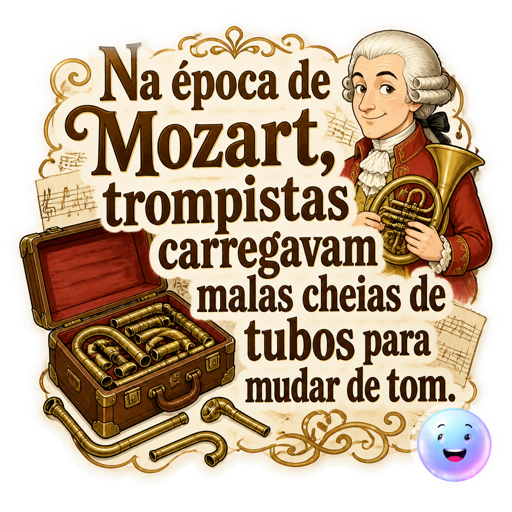 Na época de Mozart, trompistas carregavam malas cheias de tubos para mudar de tom.