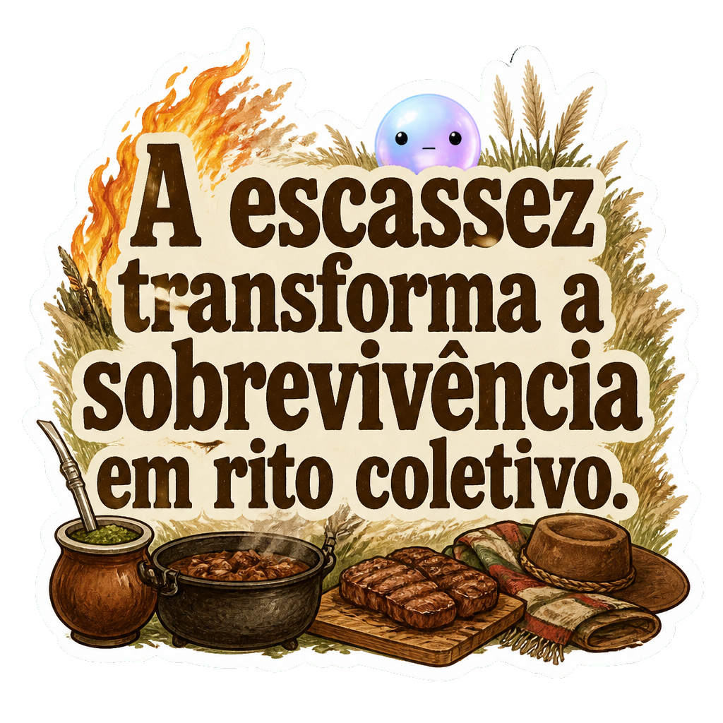 A escassez transforma a sobrevivência em rito coletivo.