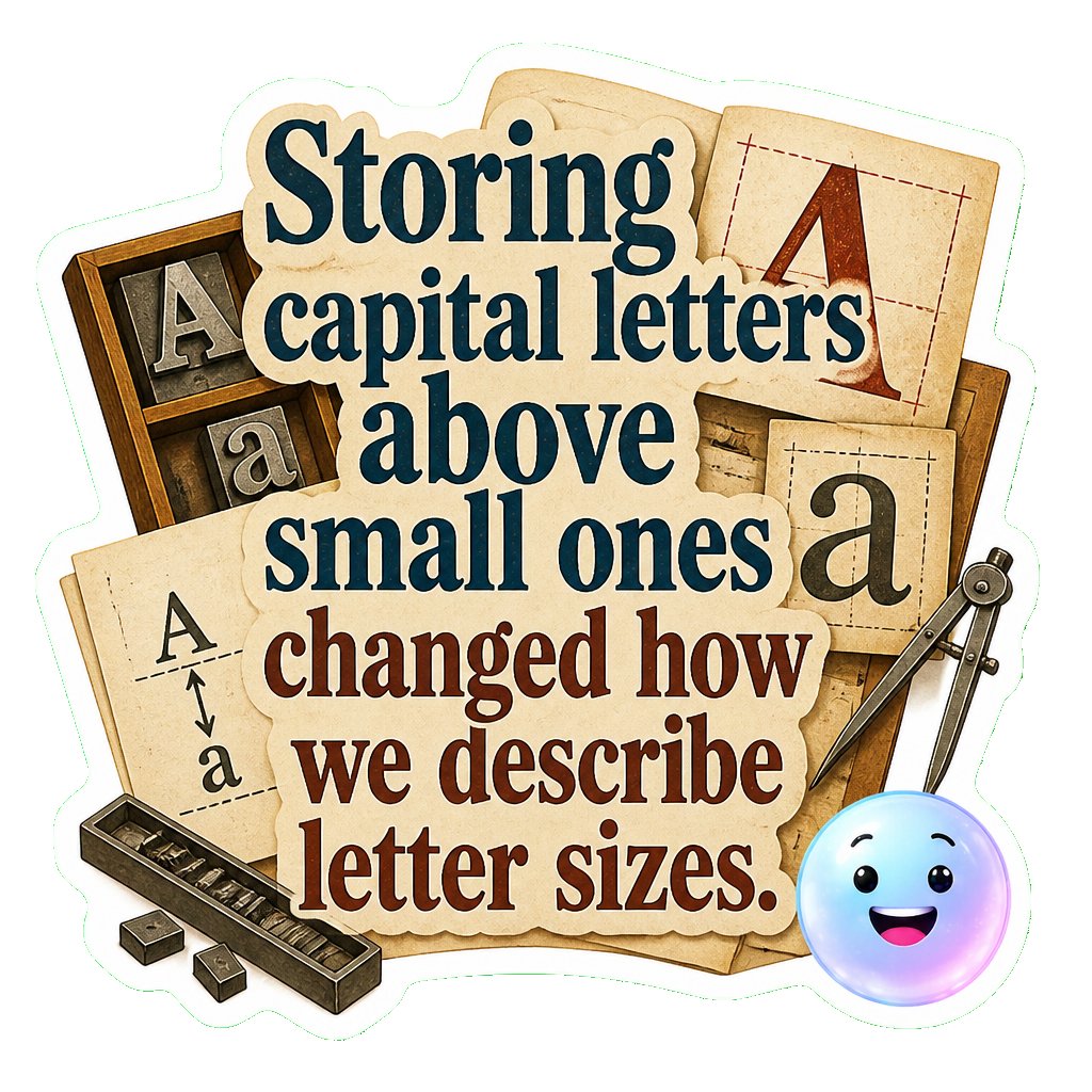 Storing capital letters above small ones changed how we describe letter sizes.