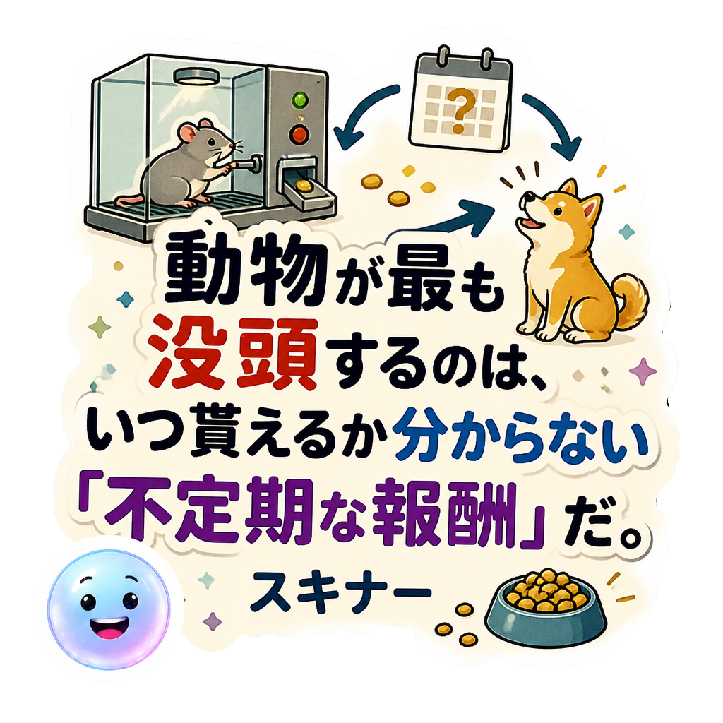 動物が最も没頭するのは、いつ貰えるか分からない「不定期な報酬」だ。