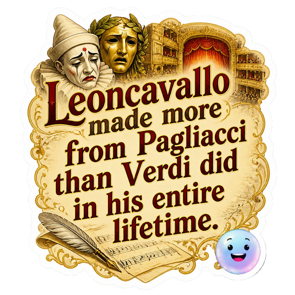 Leoncavallo made more from Pagliacci than Verdi did in his entire lifetime.