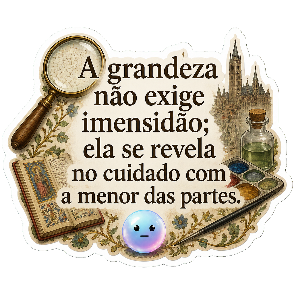 A grandeza não exige imensidão; ela se revela no cuidado com a menor das partes.