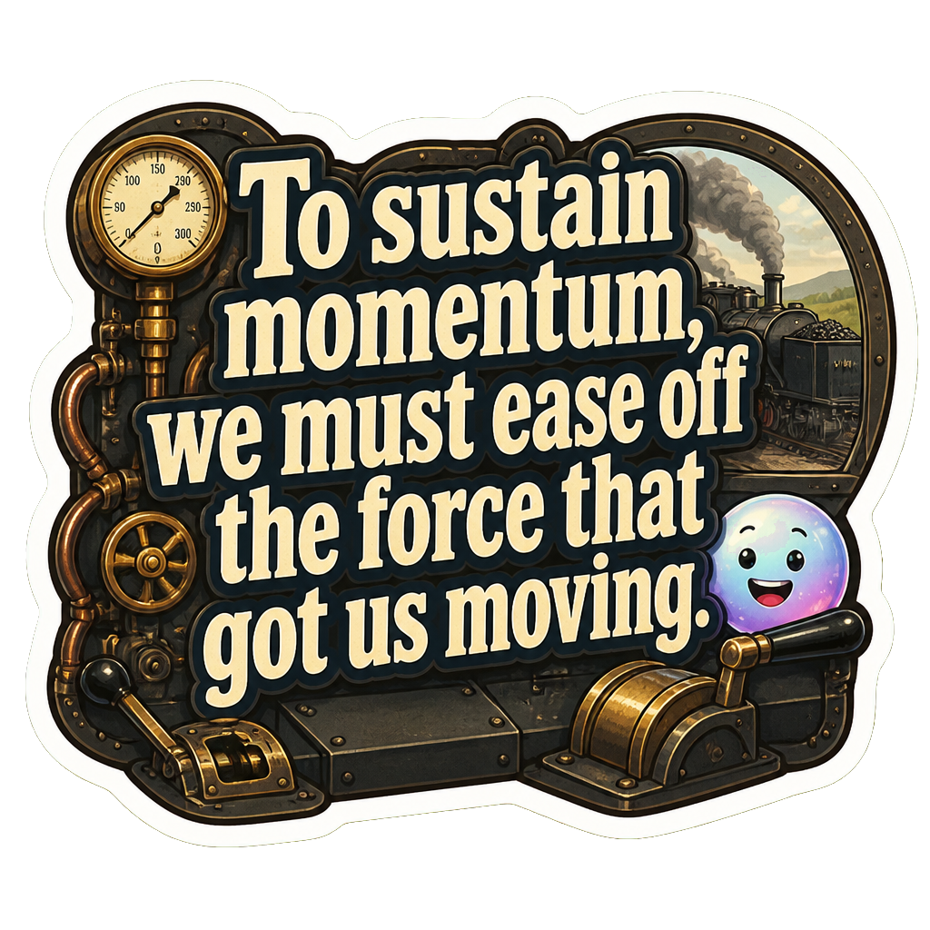 To sustain momentum, we must ease off the force that got us moving.