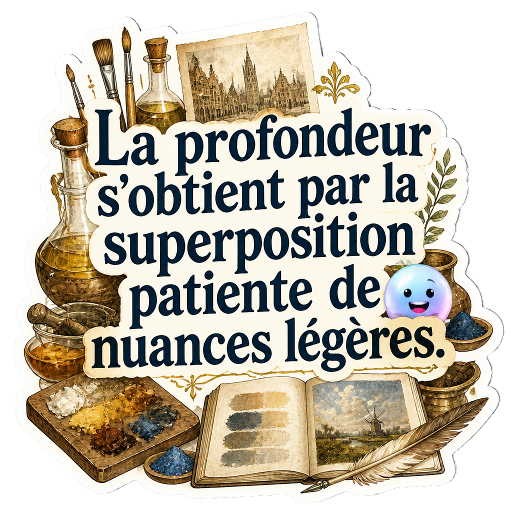 La profondeur s'obtient par la superposition patiente de nuances légères.