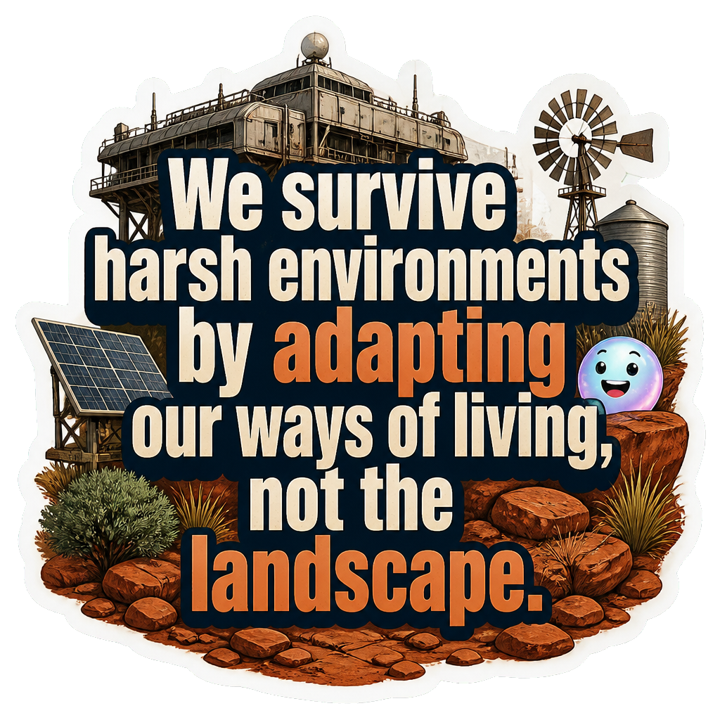 We survive harsh environments by adapting our ways of living, not the landscape.
