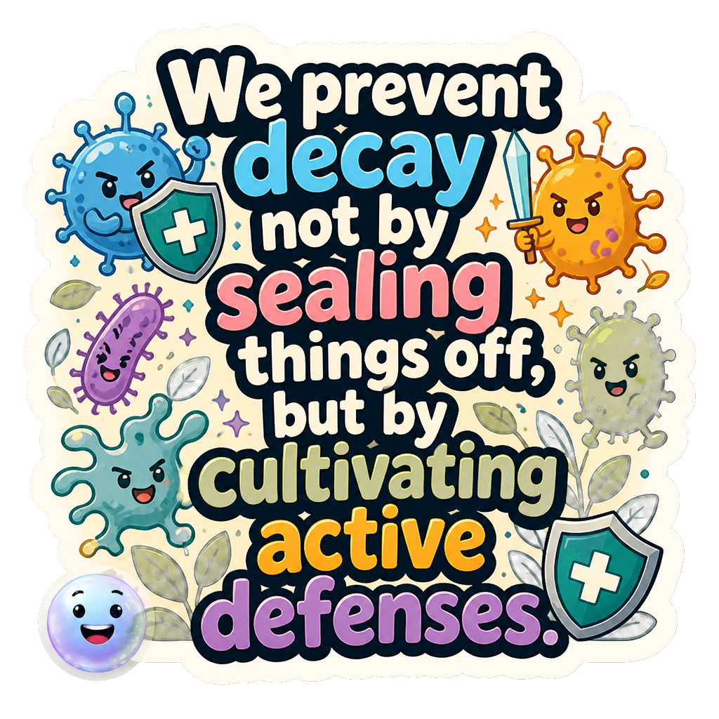 We prevent decay not by sealing things off, but by cultivating active defenses.