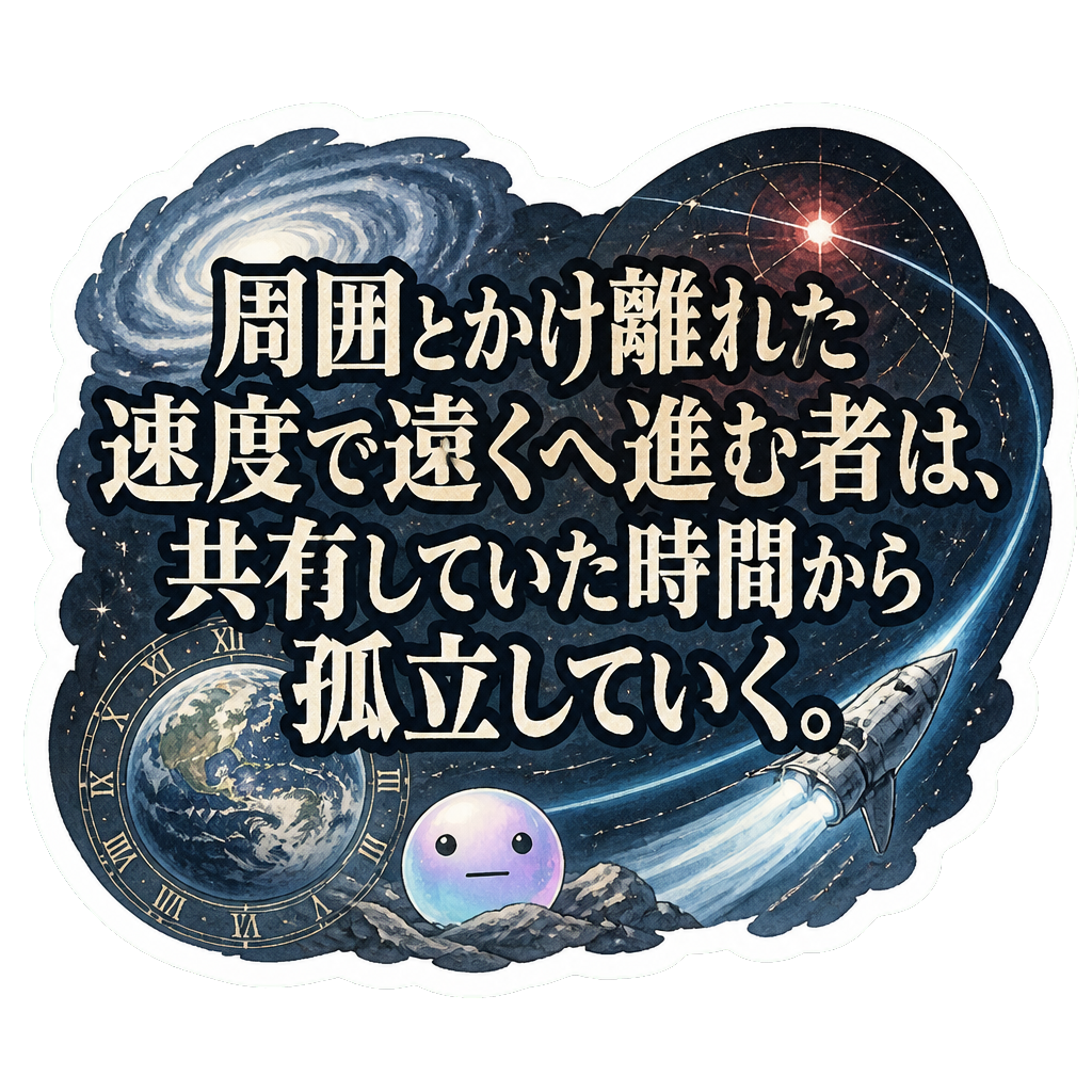周囲とかけ離れた速度で遠くへ進む者は、共有していた時間から孤立していく。