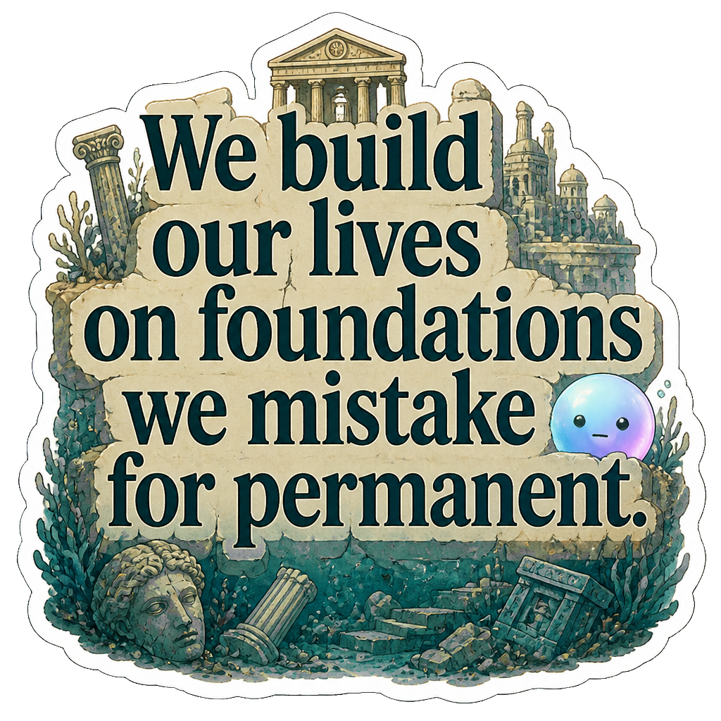 We build our lives on foundations we mistake for permanent.