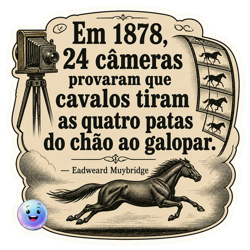 Em 1878, 24 câmeras provaram que cavalos tiram as quatro patas do chão ao galopar.