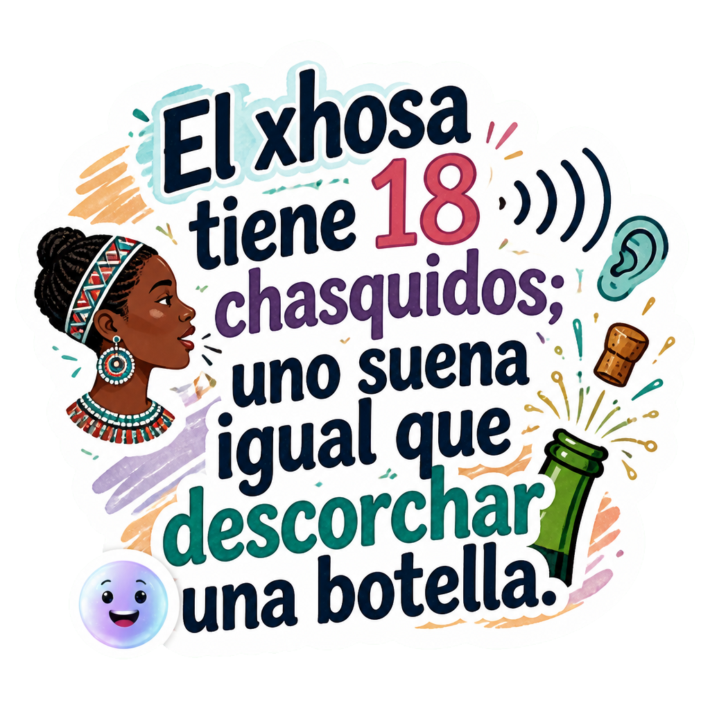 El xhosa tiene 18 chasquidos; uno suena igual que descorchar una botella.