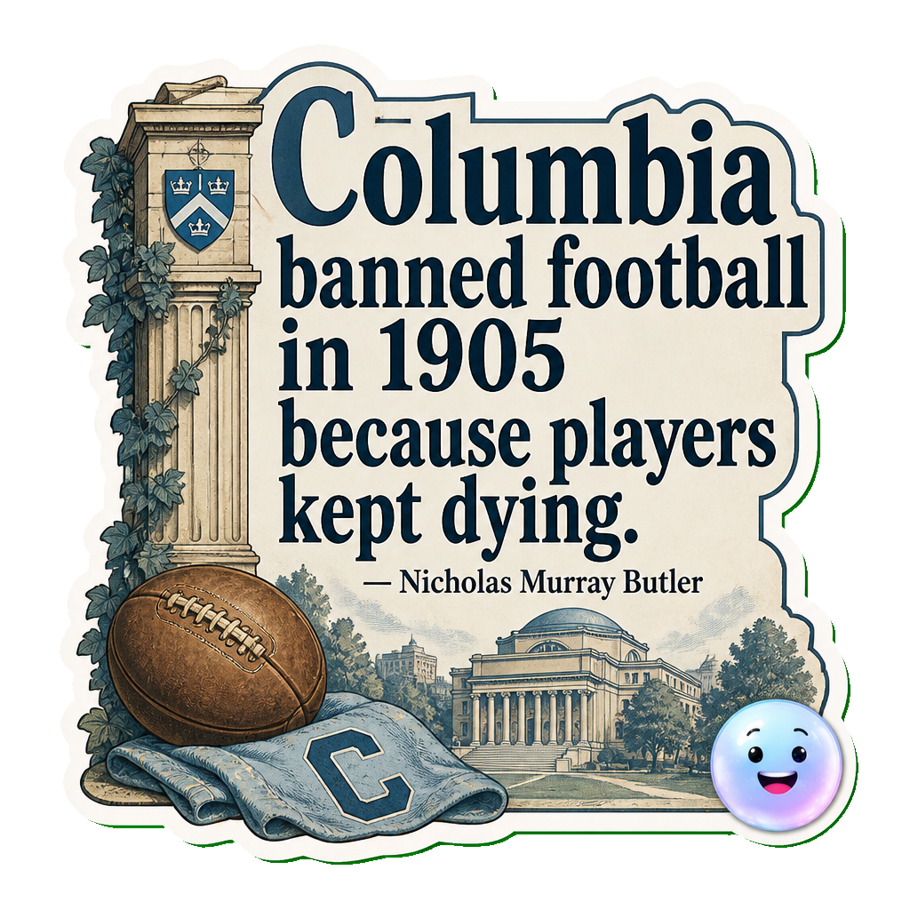 Columbia banned football in 1905 because players kept dying.