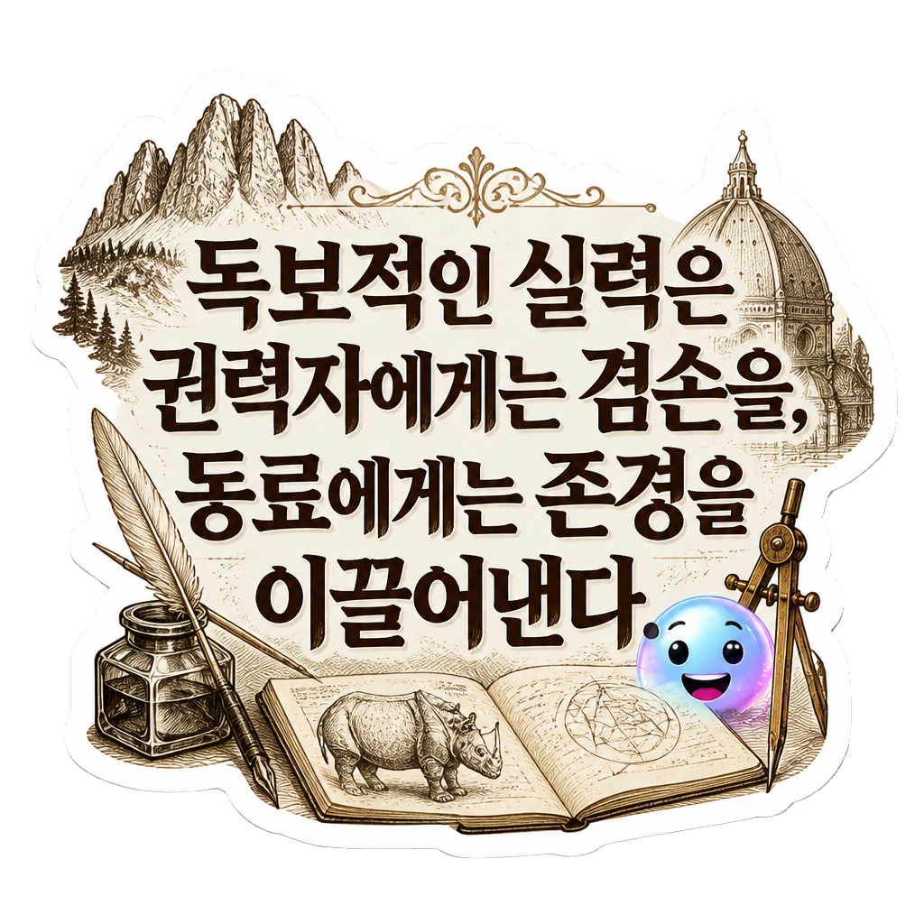 독보적인 실력은 권력자에게는 겸손을, 동료에게는 존경을 이끌어낸다.