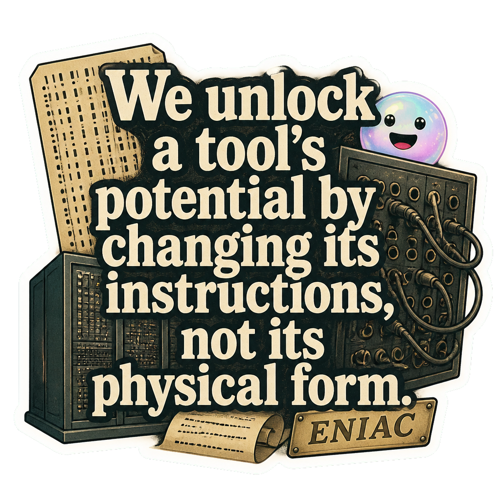 We unlock a tool's potential by changing its instructions, not its physical form.