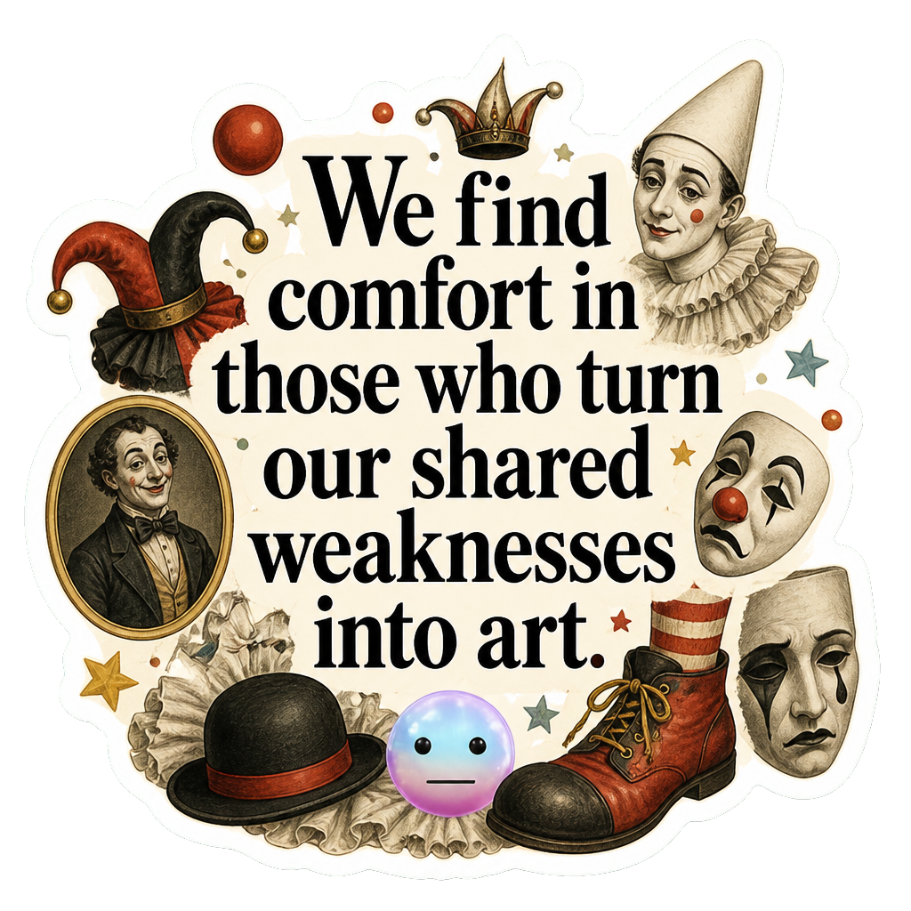 We find comfort in those who turn our shared weaknesses into art.