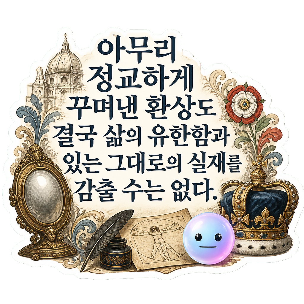 아무리 정교하게 꾸며낸 환상도 결국 삶의 유한함과 있는 그대로의 실재를 감출 수는 없다.