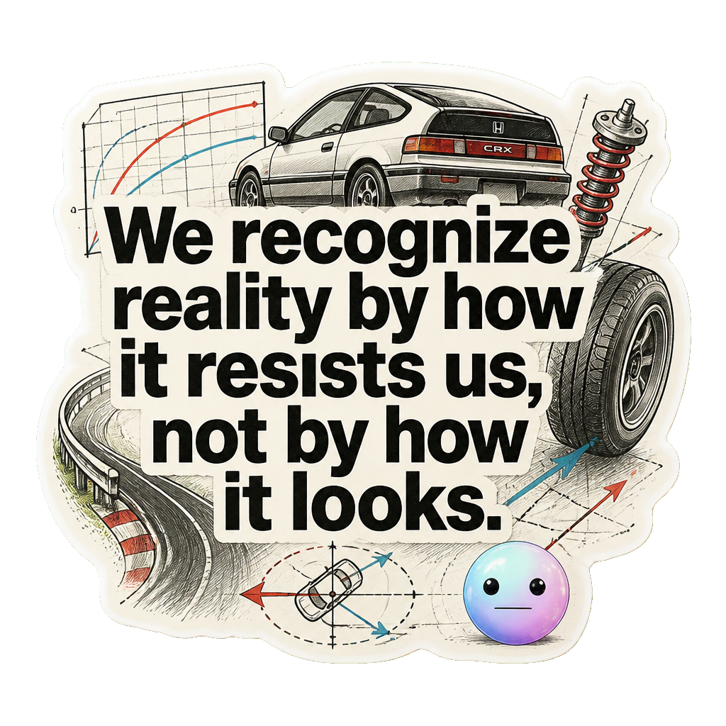 We recognize reality by how it resists us, not by how it looks.