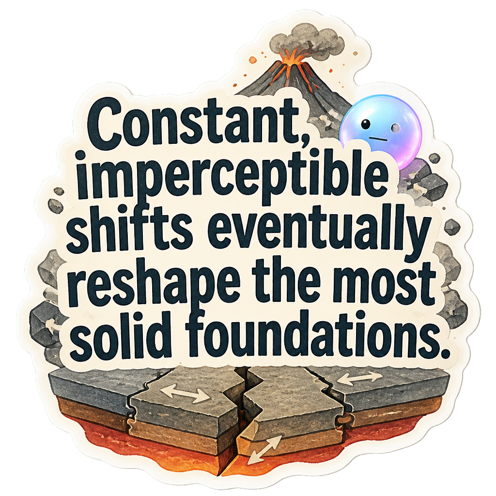 Constant, imperceptible shifts eventually reshape the most solid foundations.