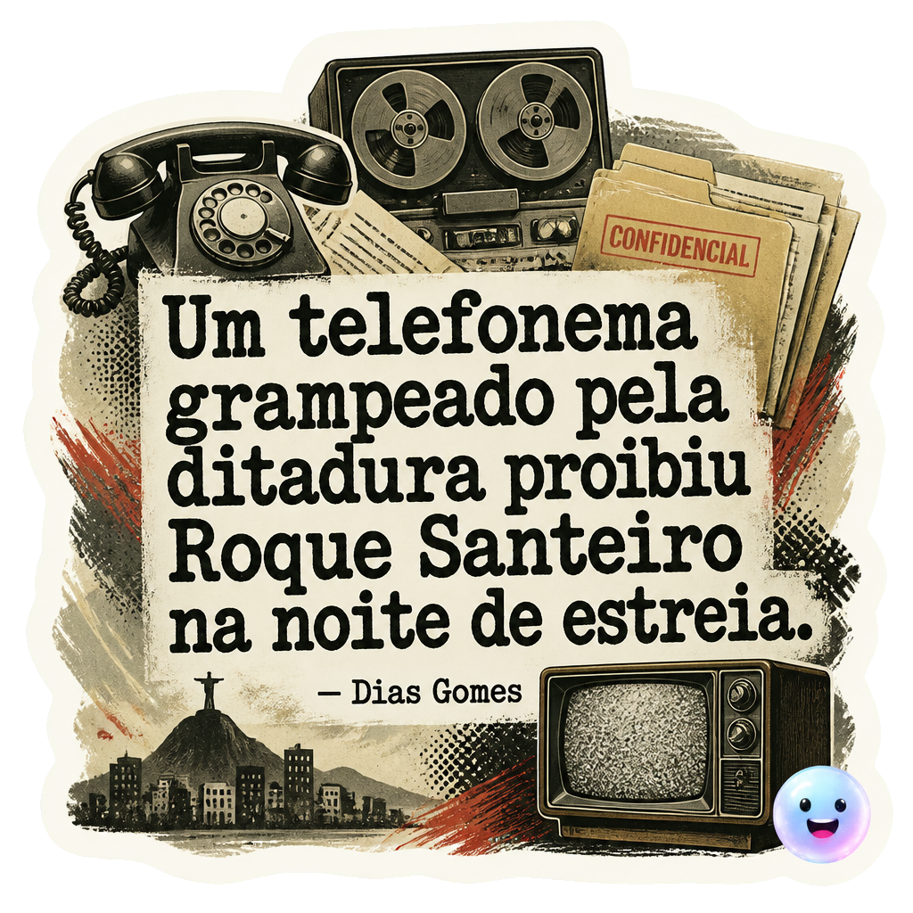 Um telefonema grampeado pela ditadura proibiu Roque Santeiro na noite de estreia.