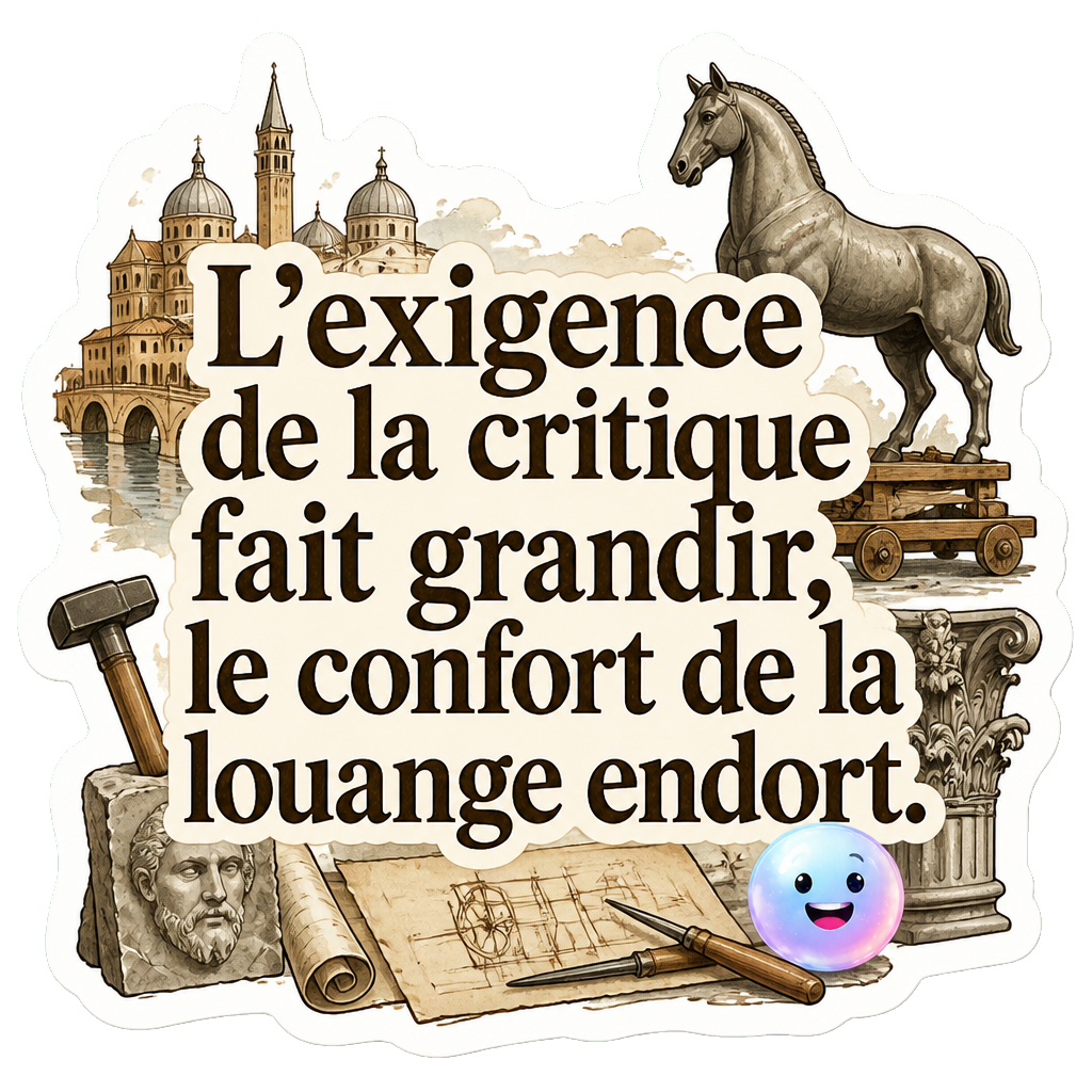 L'exigence de la critique fait grandir, le confort de la louange endort.