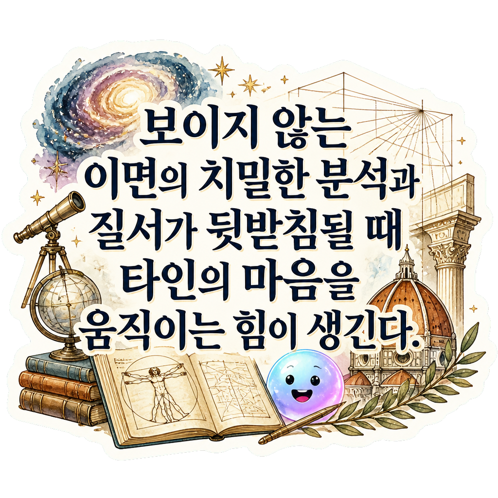 보이지 않는 이면의 치밀한 분석과 질서가 뒷받침될 때 타인의 마음을 움직이는 힘이 생긴다.