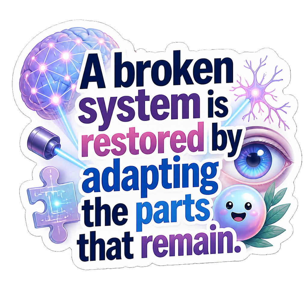 A broken system is restored by adapting the parts that remain.
