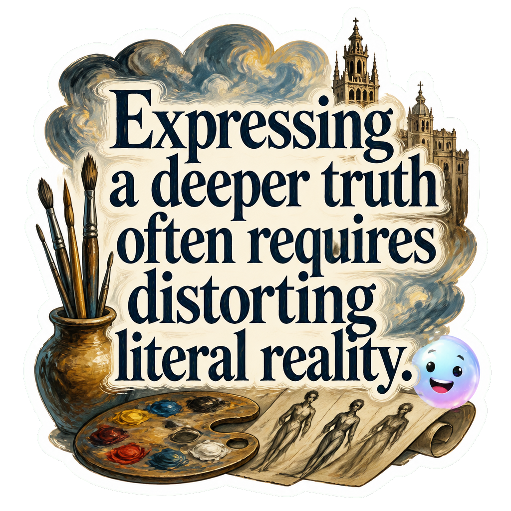 Expressing a deeper truth often requires distorting literal reality.