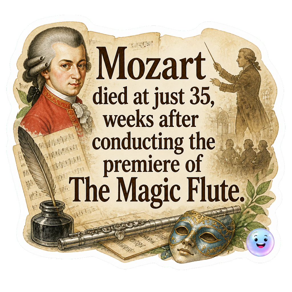Mozart died at just 35, weeks after conducting the premiere of The Magic Flute.