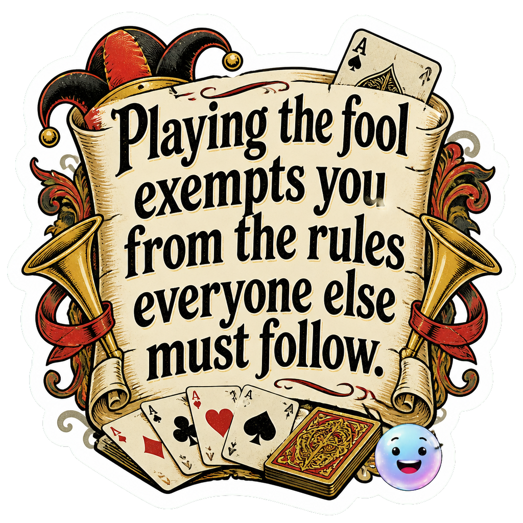 Playing the fool exempts you from the rules everyone else must follow.