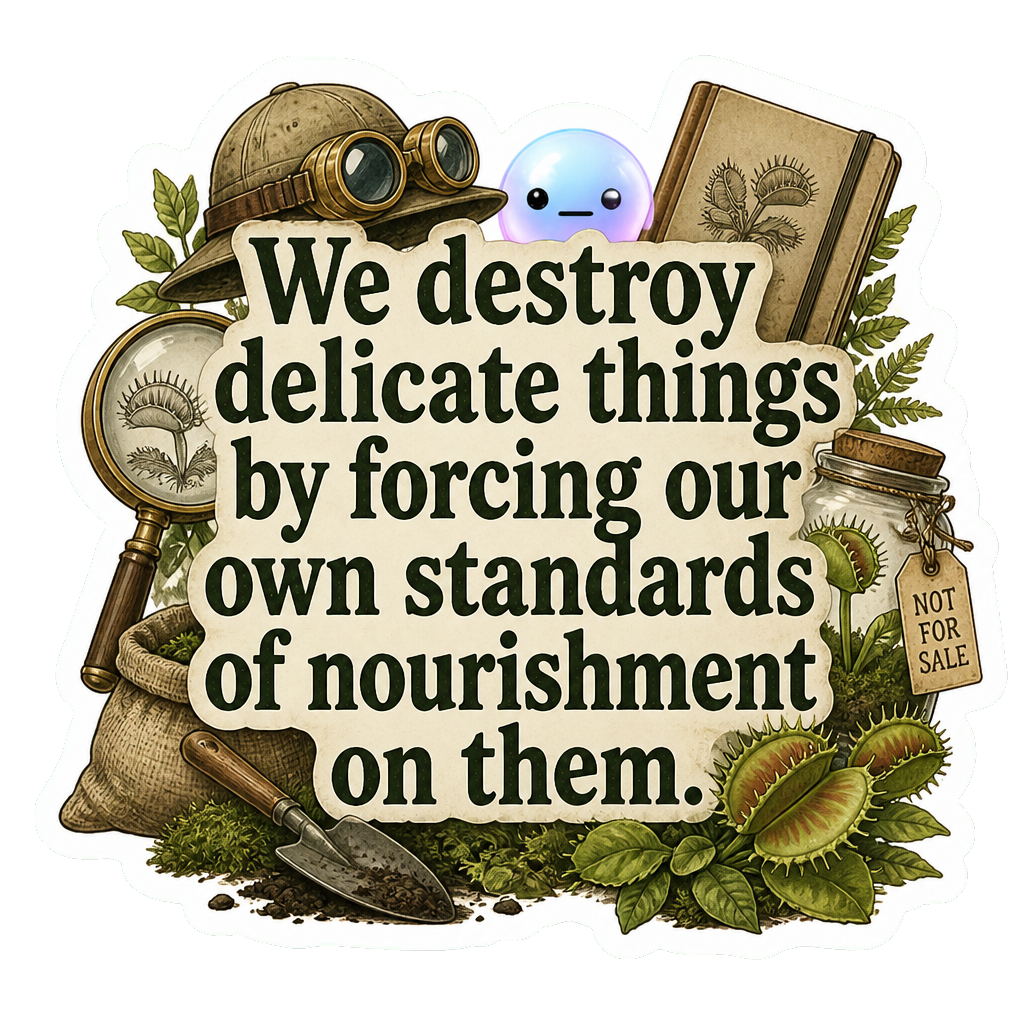 We destroy delicate things by forcing our own standards of nourishment on them.