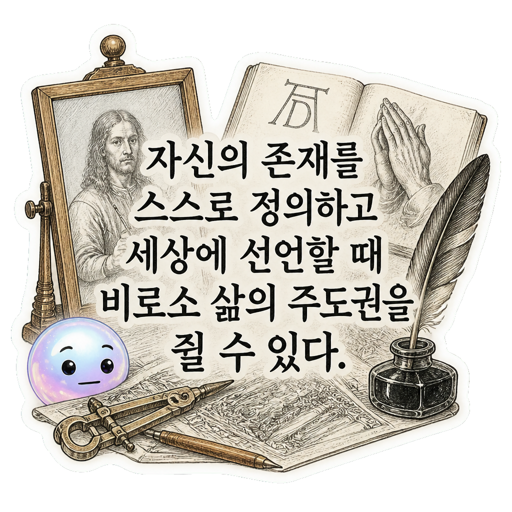 자신의 존재를 스스로 정의하고 세상에 선언할 때 비로소 삶의 주도권을 쥘 수 있다.