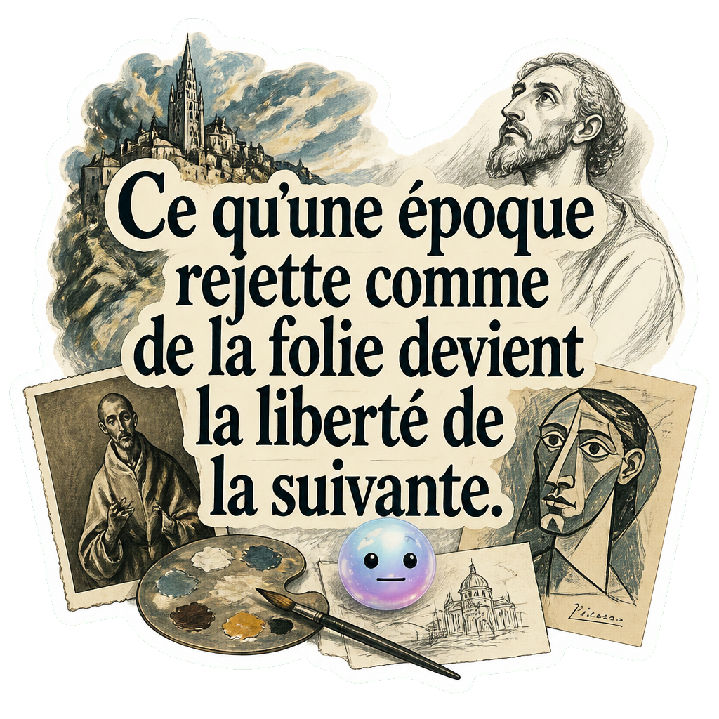 Ce qu'une époque rejette comme de la folie devient la liberté de la suivante.