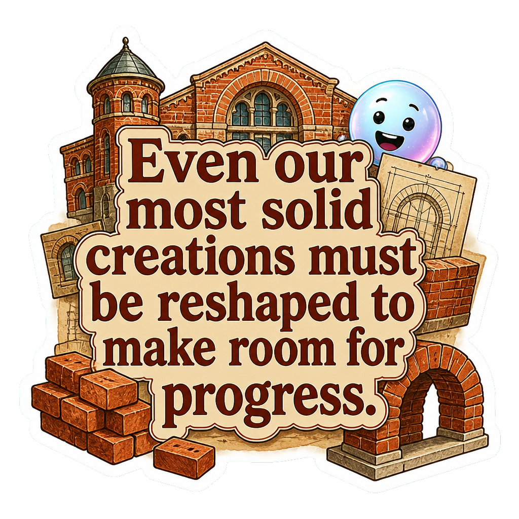 Even our most solid creations must be reshaped to make room for progress.