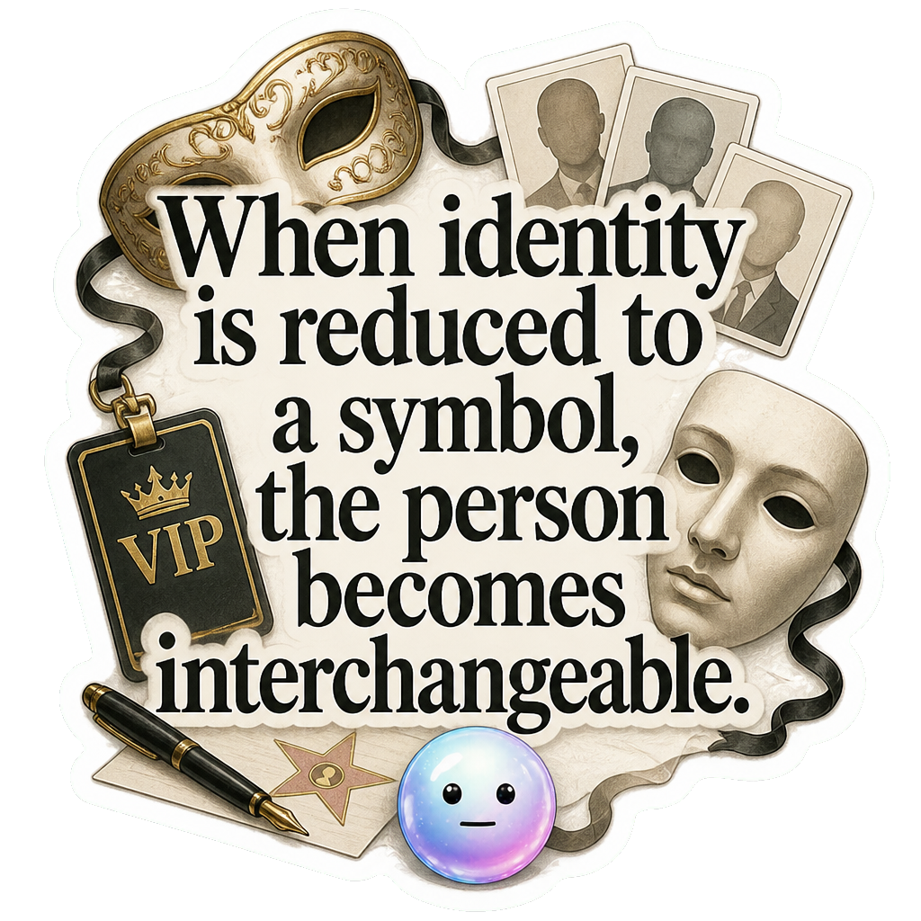 When identity is reduced to a symbol, the person becomes interchangeable.