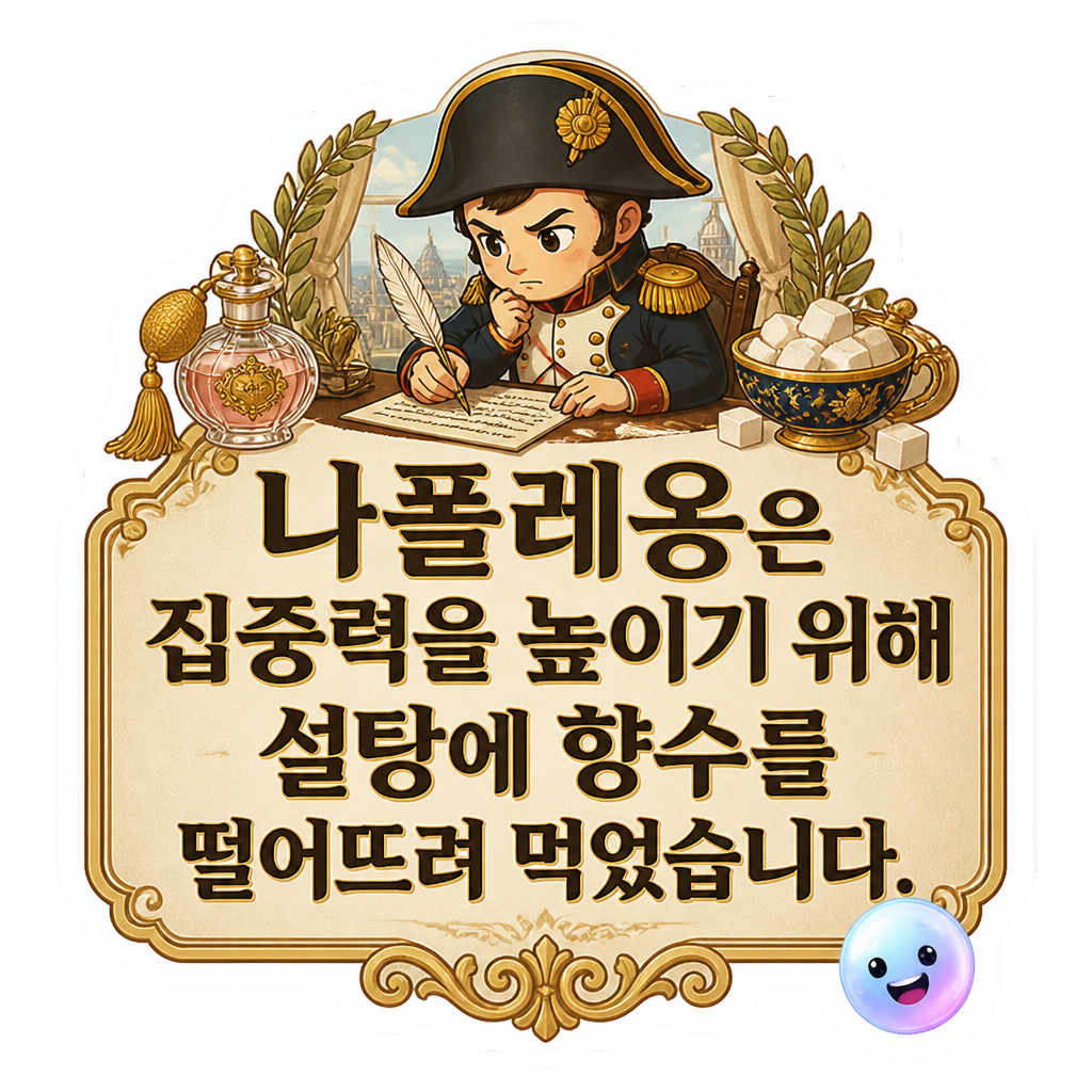 나폴레옹은 집중력을 높이기 위해 설탕에 향수를 떨어뜨려 먹었습니다.