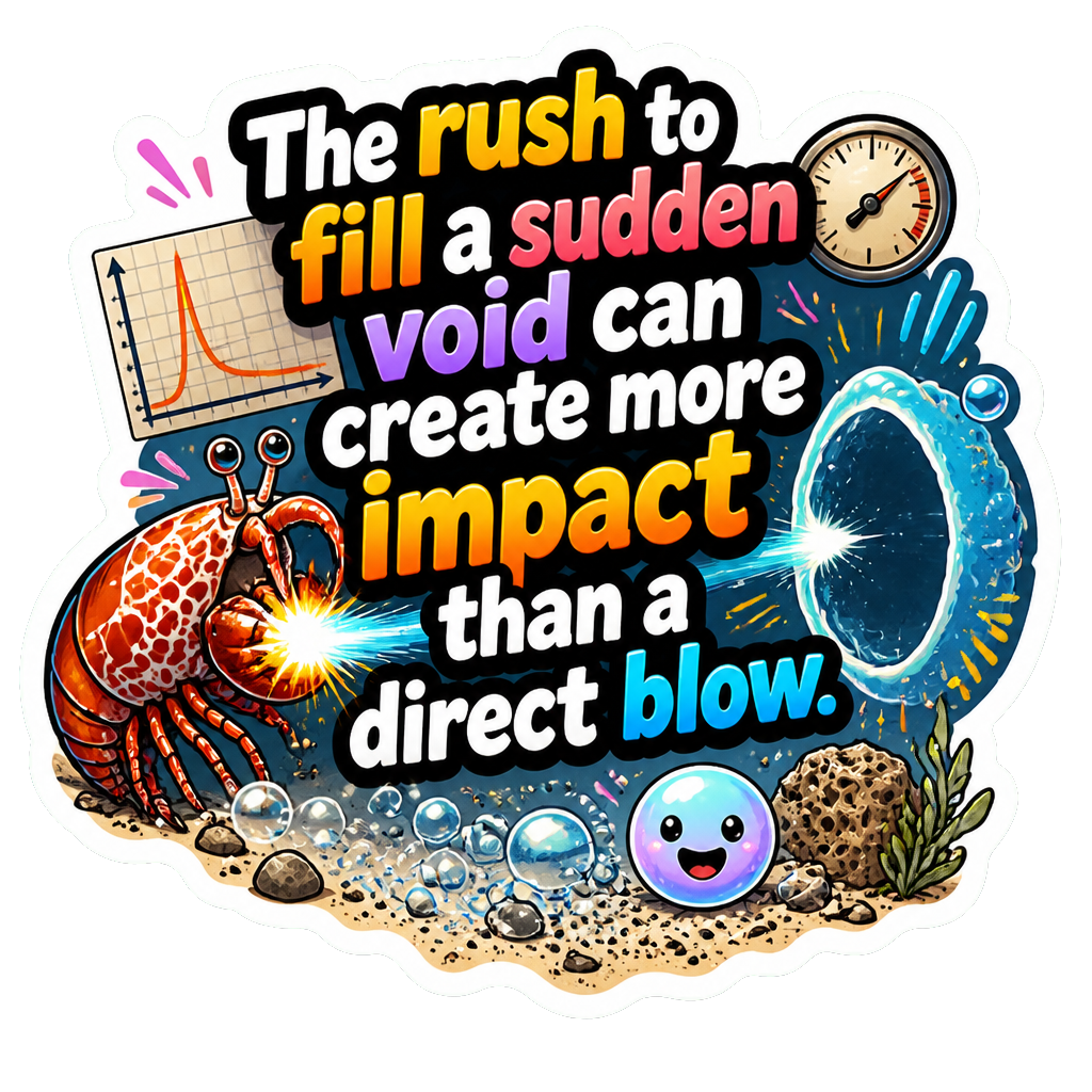 The rush to fill a sudden void can create more impact than a direct blow.