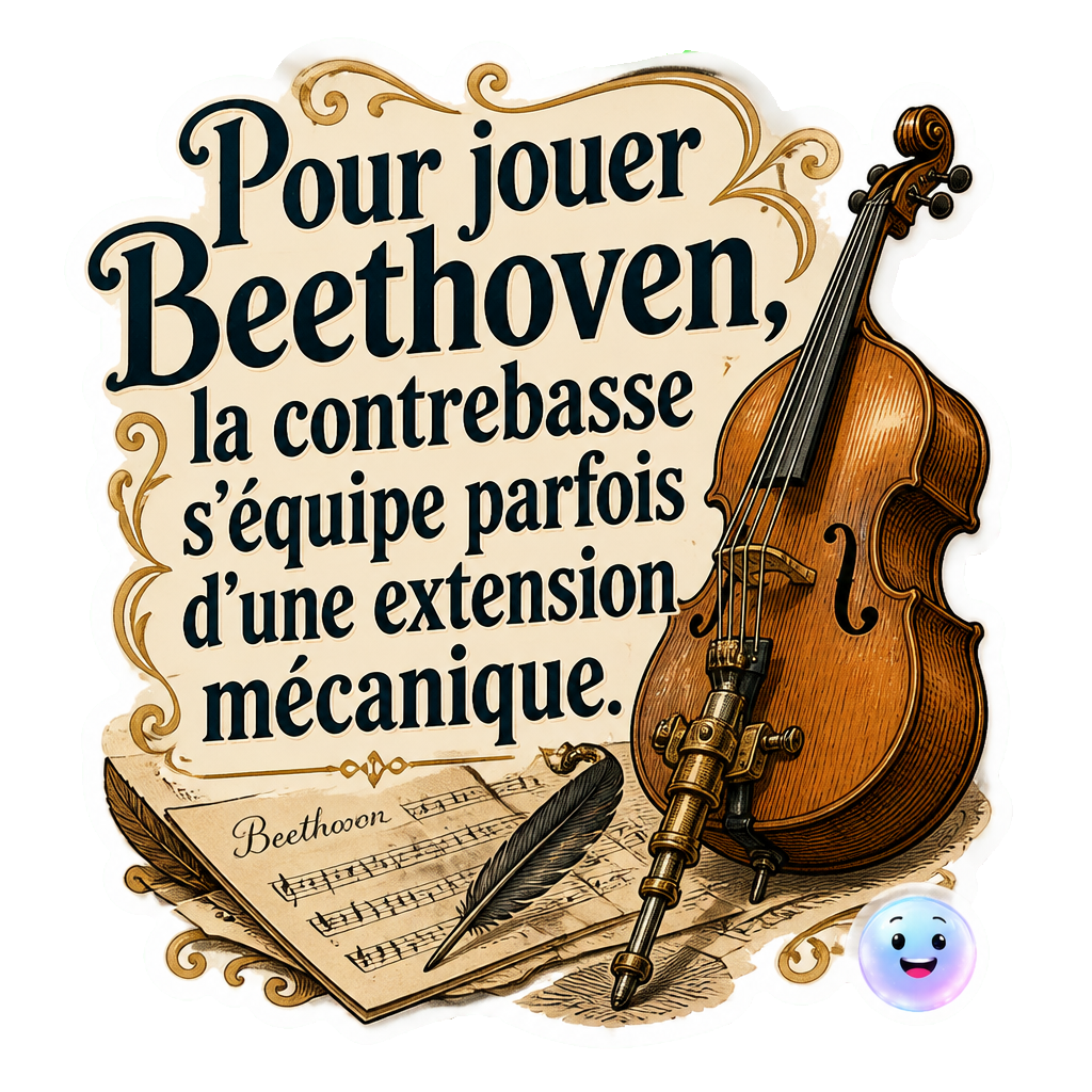 Pour jouer Beethoven, la contrebasse s'équipe parfois d'une extension mécanique.