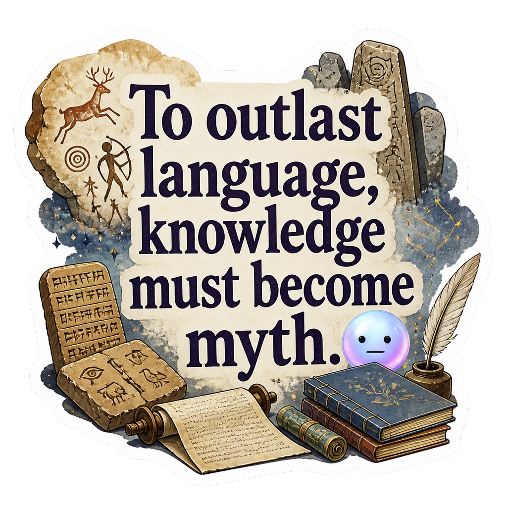 To outlast language, knowledge must become myth.